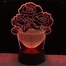 Lade das Bild in den Galerie-Viewer, LED Lampe mit 3D Effekt - Blumen Design - Magischer Farbwechsel kaufen