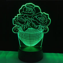 Lade das Bild in den Galerie-Viewer, LED Lampe mit 3D Effekt - Blumen Design - Magischer Farbwechsel kaufen