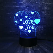 Lade das Bild in den Galerie-Viewer, I Love You Lampe mit romantischen Farbwechsel und 3D Effekt kaufen