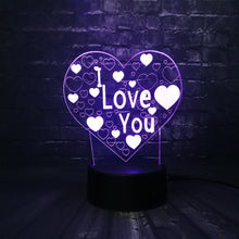 Lade das Bild in den Galerie-Viewer, I Love You Lampe mit romantischen Farbwechsel und 3D Effekt kaufen