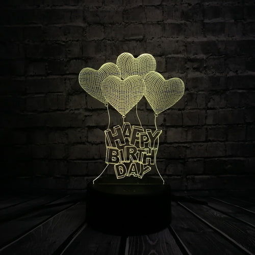 Happy Birthday Lampe - 3D Effekt - bis zu 7 Farben mit Farbwechsel kaufen