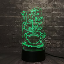 Lade das Bild in den Galerie-Viewer, 3D LED Lampe - I love Coffee - Für Kaffee Liebhaber - Mit Farbwechsel kaufen
