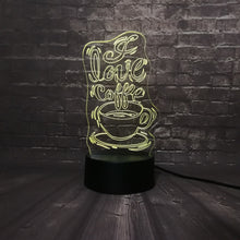 Lade das Bild in den Galerie-Viewer, 3D LED Lampe - I love Coffee - Für Kaffee Liebhaber - Mit Farbwechsel kaufen