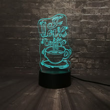 Lade das Bild in den Galerie-Viewer, 3D LED Lampe - I love Coffee - Für Kaffee Liebhaber - Mit Farbwechsel kaufen