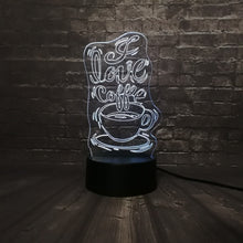 Lade das Bild in den Galerie-Viewer, 3D LED Lampe - I love Coffee - Für Kaffee Liebhaber - Mit Farbwechsel kaufen