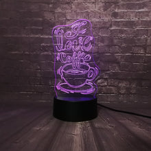 Lade das Bild in den Galerie-Viewer, 3D LED Lampe - I love Coffee - Für Kaffee Liebhaber - Mit Farbwechsel kaufen
