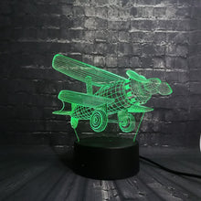 Lade das Bild in den Galerie-Viewer, 3D LED Lampe - Propeller Flugzeug Motiv - Nachtlampe - Tischlampe - Geschenk kaufen
