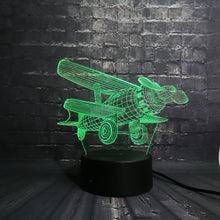 Lade das Bild in den Galerie-Viewer, 3D LED Lampe - Propeller Flugzeug Motiv - Nachtlampe - Tischlampe - Geschenk kaufen