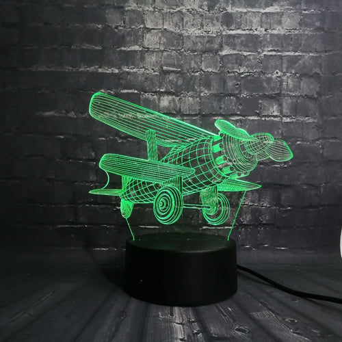 3D LED Lampe - Propeller Flugzeug Motiv - Nachtlampe - Tischlampe - Geschenk kaufen