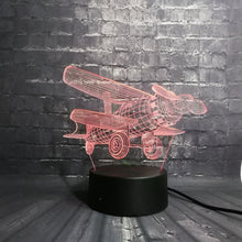 Lade das Bild in den Galerie-Viewer, 3D LED Lampe - Propeller Flugzeug Motiv - Nachtlampe - Tischlampe - Geschenk kaufen