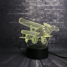 Lade das Bild in den Galerie-Viewer, 3D LED Lampe - Propeller Flugzeug Motiv - Nachtlampe - Tischlampe - Geschenk kaufen