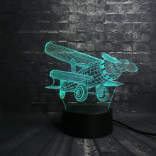Lade das Bild in den Galerie-Viewer, 3D LED Lampe - Propeller Flugzeug Motiv - Nachtlampe - Tischlampe - Geschenk kaufen