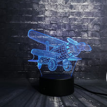 Lade das Bild in den Galerie-Viewer, 3D LED Lampe - Propeller Flugzeug Motiv - Nachtlampe - Tischlampe - Geschenk kaufen