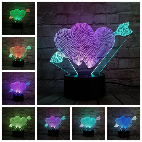 Lampe mit 3D Effekt und romantischen Herz / Liebe Motiv kaufen