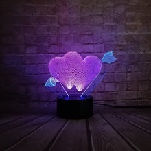 Lade das Bild in den Galerie-Viewer, Lampe mit 3D Effekt und romantischen Herz / Liebe Motiv kaufen