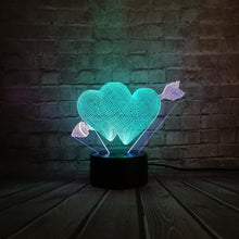 Lade das Bild in den Galerie-Viewer, Lampe mit 3D Effekt und romantischen Herz / Liebe Motiv kaufen