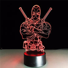 Lade das Bild in den Galerie-Viewer, 3D Effekt Lampe mit Deadpool Motiv und Farbwechsel kaufen