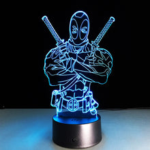 Lade das Bild in den Galerie-Viewer, 3D Effekt Lampe mit Deadpool Motiv und Farbwechsel kaufen