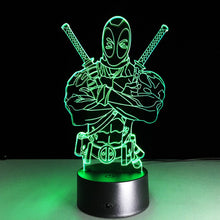 Lade das Bild in den Galerie-Viewer, 3D Effekt Lampe mit Deadpool Motiv und Farbwechsel kaufen