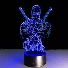 Lade das Bild in den Galerie-Viewer, 3D Effekt Lampe mit Deadpool Motiv und Farbwechsel kaufen