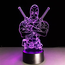 Lade das Bild in den Galerie-Viewer, 3D Effekt Lampe mit Deadpool Motiv und Farbwechsel kaufen