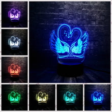 Lade das Bild in den Galerie-Viewer, Romantische Lampe mit Schwan Motiv, magischen 3D Effekt und Farbwechsel kaufen