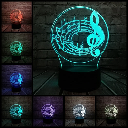3D LED Lampe im Musik Noten Design - bis zu 7 Farben Farbwechsel kaufen