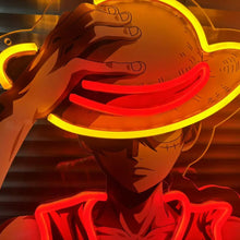 Lade das Bild in den Galerie-Viewer, One Piece Luffy Neon Licht, Wand Dekoration, Geschenkidee für kleine und große Piraten
