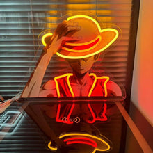 Lade das Bild in den Galerie-Viewer, One Piece Luffy Neon Licht, Wand Dekoration, Geschenkidee für kleine und große Piraten
