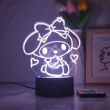 Lade das Bild in den Galerie-Viewer, Hello Kitty Nachtlampe mit Fernbedienung und magischen Farbwechsel 3D Effekt
