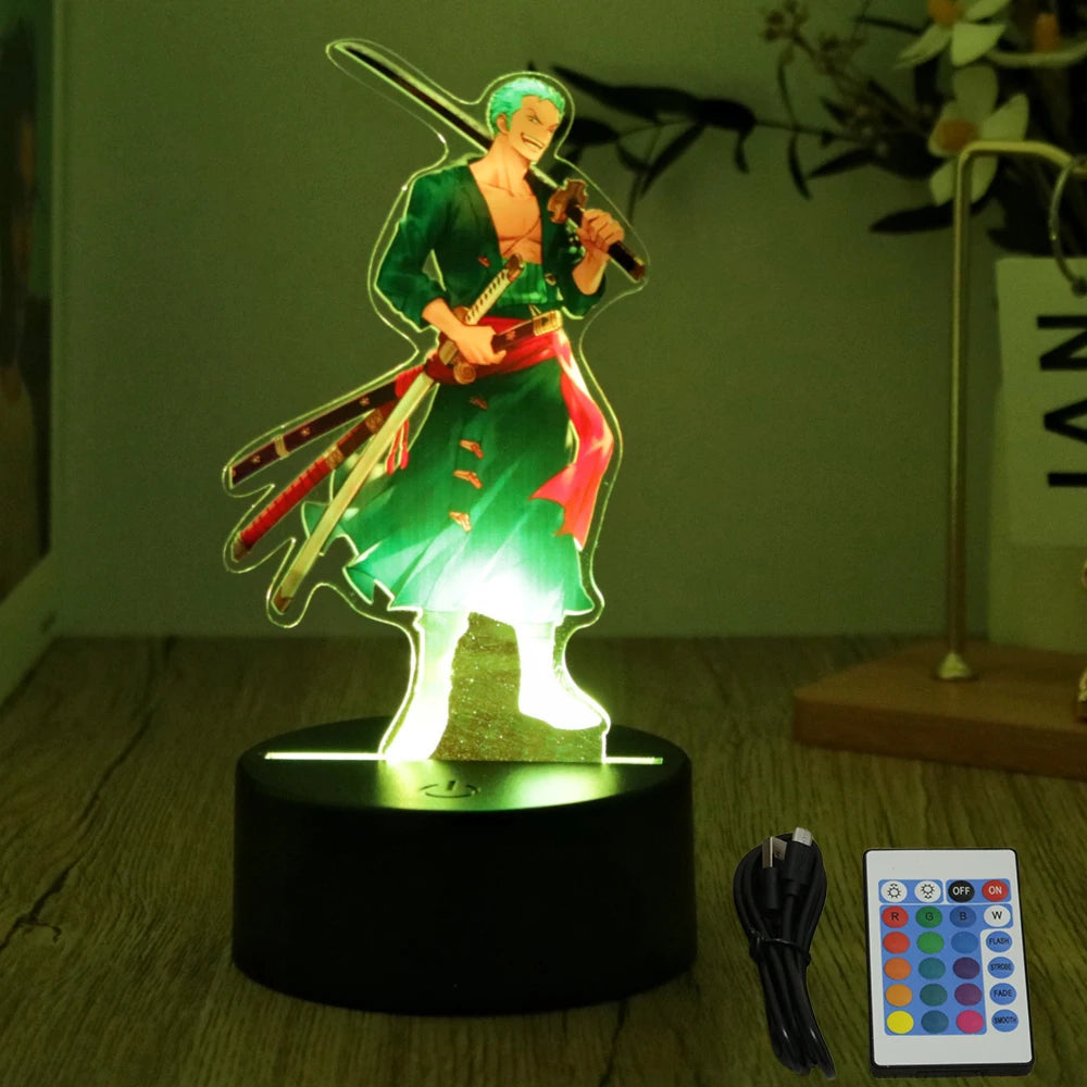 Farbenfrohe One Piece Luffy Nachtlampen, Lampe