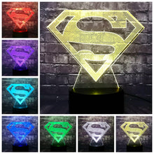 Lade das Bild in den Galerie-Viewer, Batman / Superman Logo Lampe mit Farbwechsel und 3D kaufen
