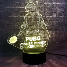 Lade das Bild in den Galerie-Viewer, PUBG Winner Winner Chicken Dinner Lampe mit 3D Effekt und wechselnden Farben kaufen
