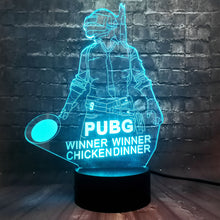 Lade das Bild in den Galerie-Viewer, PUBG Winner Winner Chicken Dinner Lampe mit 3D Effekt und wechselnden Farben kaufen
