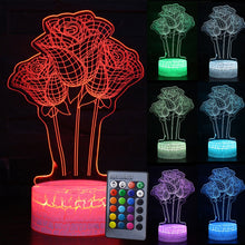 Lade das Bild in den Galerie-Viewer, Nachtlampe im romantischen Rosen Design, 3D Nachtlicht kaufen
