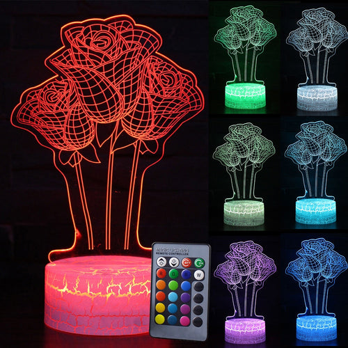 Nachtlampe im romantischen Rosen Design, 3D Nachtlicht kaufen