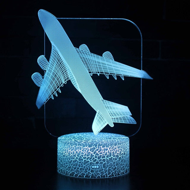 Nachttischlampe mit Flugzeug Motiv, 3D Effekt und Fernbedienung kaufen