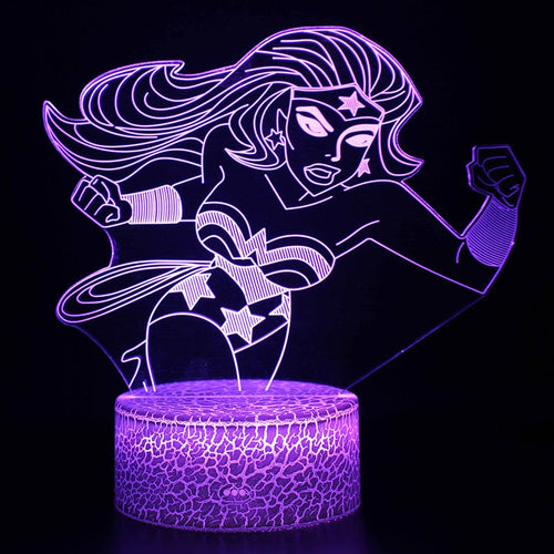 Wonder Woman Nachttischlampe mit 3D Effekt, Nachtlicht, Lampe, Tischlampe kaufen