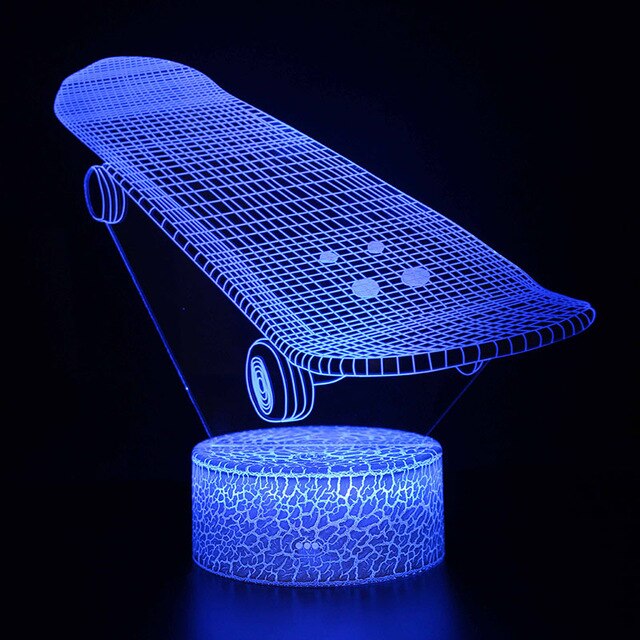 Nachtlampe, Lampe mit Skateboard Motiv, Farbwechsel und 3D Effekt kaufen
