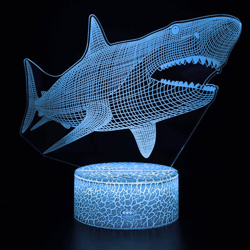 Der weiße Hai Lampe, Nachttischlampe, Nachtlicht 3D Effekt, Magischer Farbwechsel kaufen