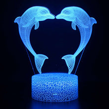 Lade das Bild in den Galerie-Viewer, 3D illusion Delphine Lampe mit magischen Farbwechsel und Fernbedienung kaufen
