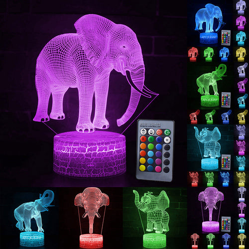 Nachtlampe mit Elefant Motiv und Farbwechsel - mit Fernbedienung kaufen