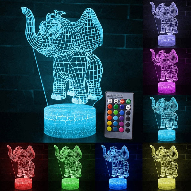 Nachtlampe mit Elefant Motiv und Farbwechsel - mit Fernbedienung kaufen