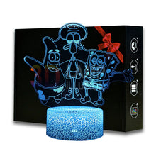 Lade das Bild in den Galerie-Viewer, SpongeBob Schwammkopf Nachtlicht, Lampe mit 3D Effekt und Farbwechsel Tischlicht kaufen
