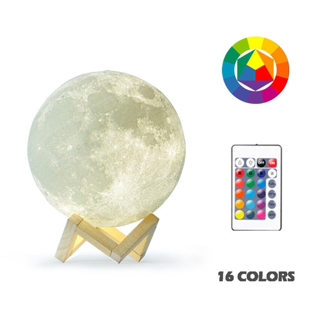 Mondlicht mit bis zu 16 Farben, Farbwechsel, Mondlampe, Nachtlicht
