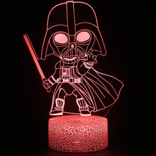 Lade das Bild in den Galerie-Viewer, Star Wars Darth Vader Nachtlampe, Nachtlicht mit 3D Effekt, Farbwechsel in 16 Farben kaufen

