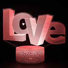 Lade das Bild in den Galerie-Viewer, Nachtlicht, Tischlampe, Nachttischlampe mit Love Schriftzug, Farbwechsel und 3D Effekt kaufen
