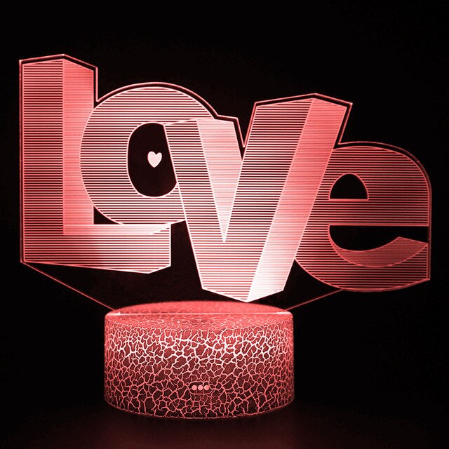 Nachtlicht, Tischlampe, Nachttischlampe mit Love Schriftzug, Farbwechsel und 3D Effekt kaufen