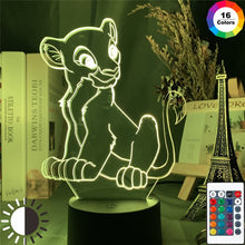 Lade das Bild in den Galerie-Viewer, König der Löwen Simba Lion King Lampe mit 3D Effekt und Farbwechsel kaufen
