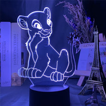 Lade das Bild in den Galerie-Viewer, König der Löwen Simba Lion King Lampe mit 3D Effekt und Farbwechsel kaufen
